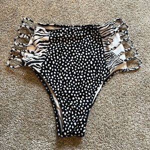 Victoria’s Secret High Waisted Cut Out Side Zebra Dotted Bikini Bottom M